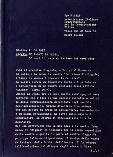 Ho pagato la quota. 50 anni di carte da lettera dei soci Aiap